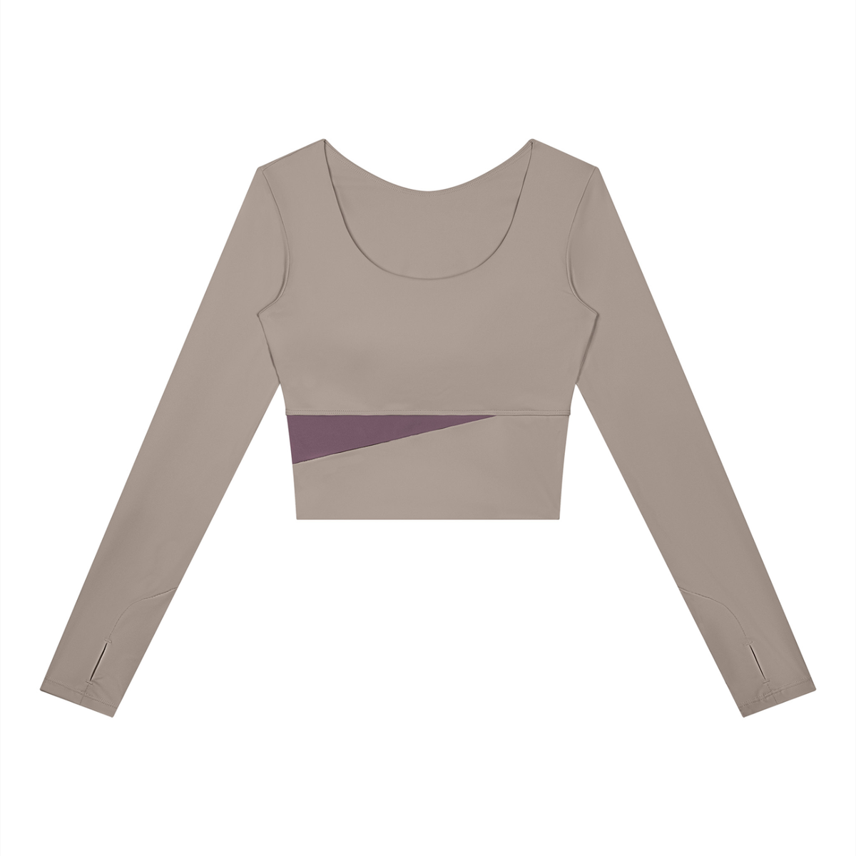 Block Long-Sleeve Crop Top in Gray Purple with Misty Purple, women's activewear
