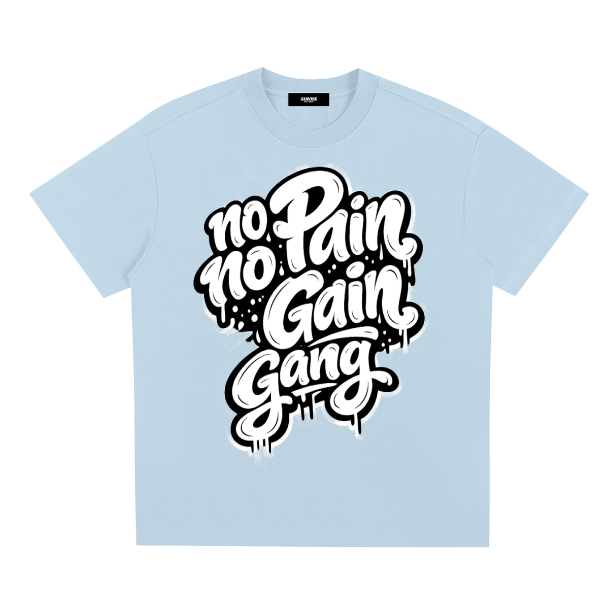 No Pain No Gain Gang Cooling Tee in Sky Blue, unisex gym wear