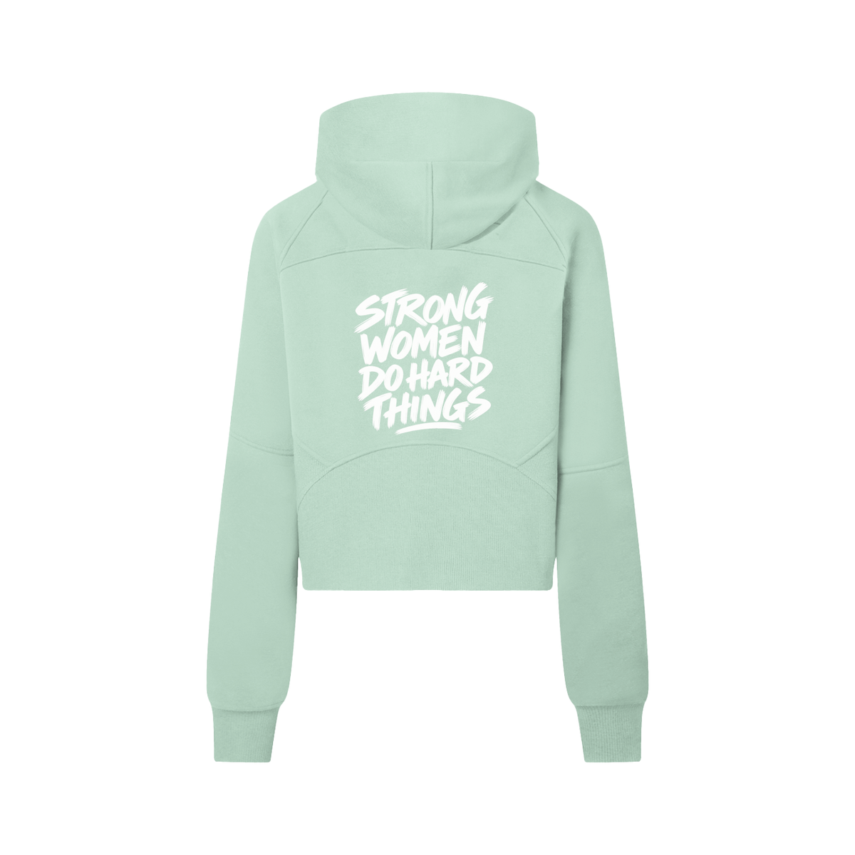 Strong Women Do Hard Things Cropped Half-Zip Hoodie, women's streetwear, view 3