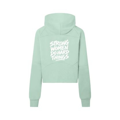 Strong Women Do Hard Things Cropped Half-Zip Hoodie, women's streetwear, view 3