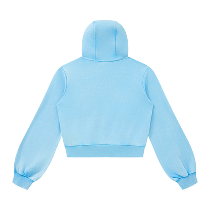 Vintage Wash Cropped Zip Hoodie, women's streetwear, view 2