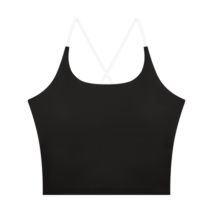 Block Lined Crop Tank in Black, women's activewear