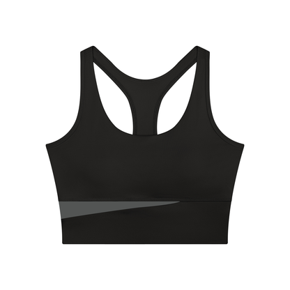 Block Two-Tone Crop Tank in Black with Dark Gray, women's activewear