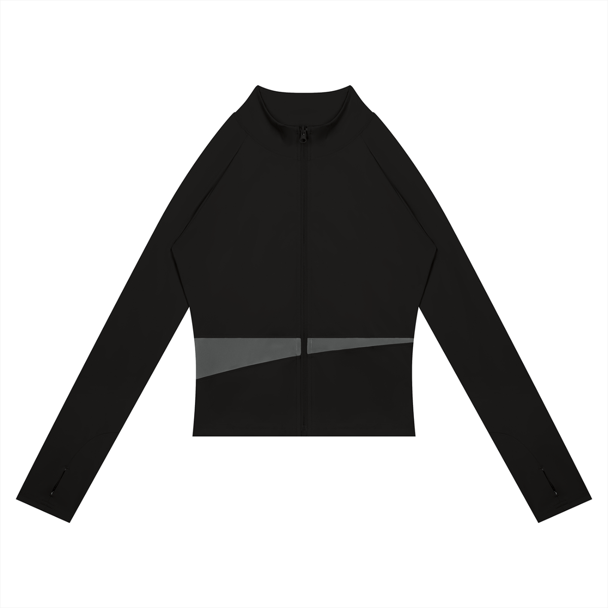 Block Cropped Track Jacket in Black with Dark Gray, women's activewear