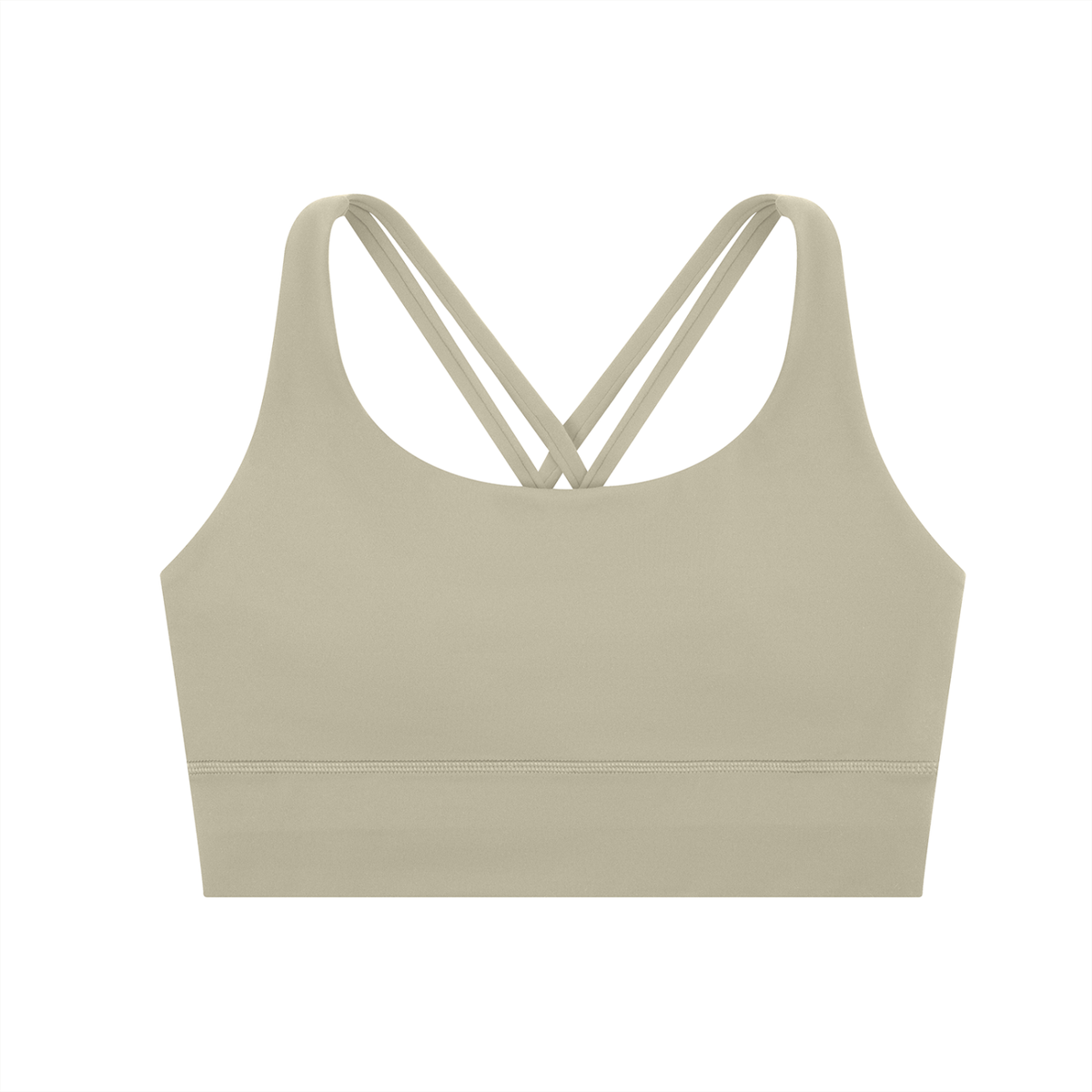 Tandem Strappy Longline Sports Bra in Light Gray, women's activewear