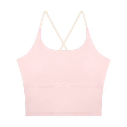 Block Lined Crop Tank in Light Pink, women's activewear