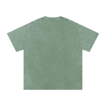 Snow Washed Oversized Cotton T-Shirt in green with soft breathable fabric and loose fit for casual wear