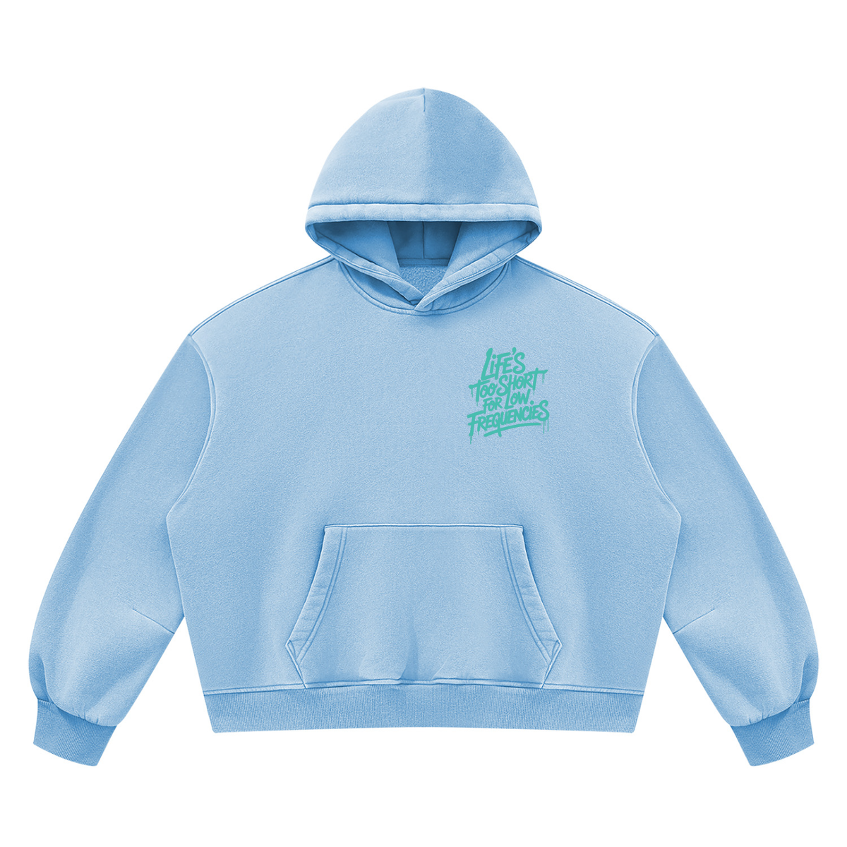 Low Frequencies Vintage Wash Hoodie in Light Blue, unisex streetwear