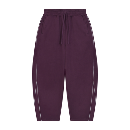 Essential Piping Barrel Leg Sweatpants in Plum Purple, unisex streetwear