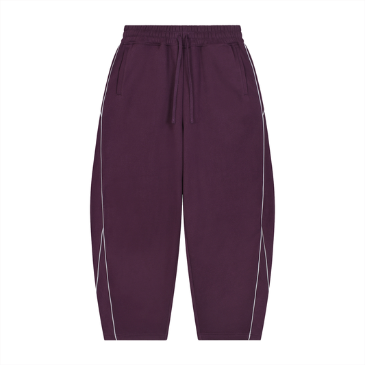 Essential Piping Barrel Leg Sweatpants in Plum Purple, unisex streetwear