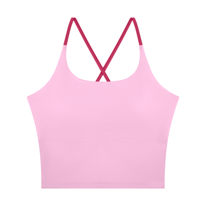 Block Lined Crop Tank in Pink, women's activewear