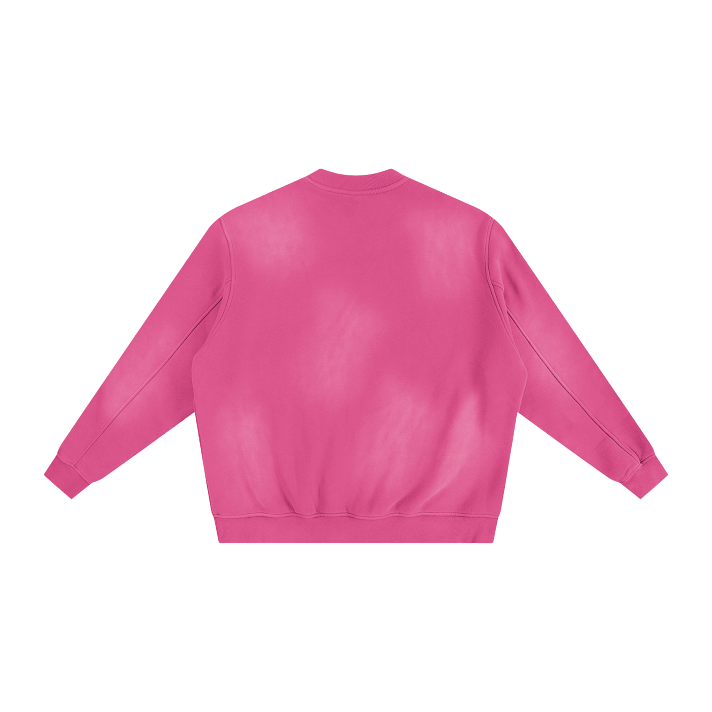 Back view of pink Sunfade Fleeced Sweatshirt with vintage sunfade wash and relaxed fit