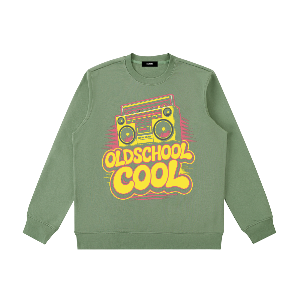 OldSchoolCool Retro Crewneck Sweatshirt in Army Green, unisex streetwear