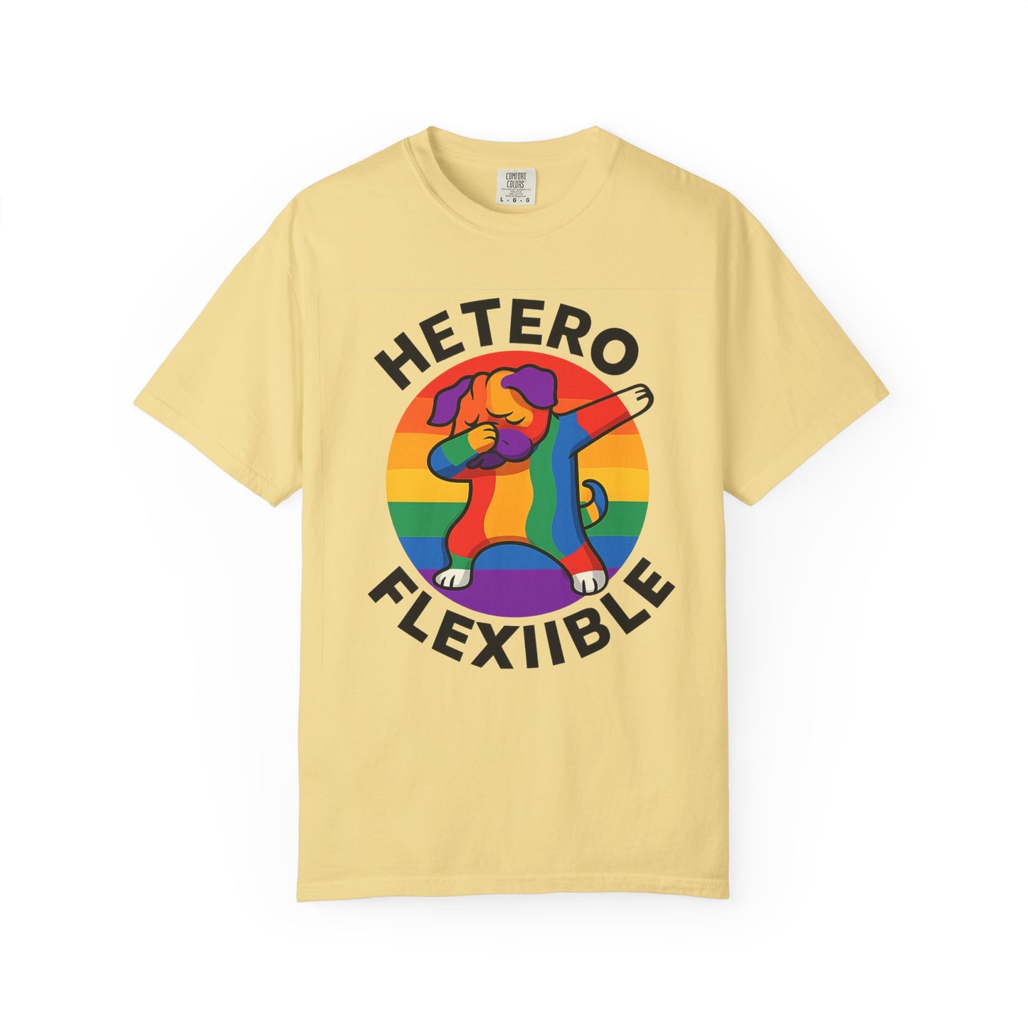 Colorful Unisex Graphic T-Shirt with Hetero Flexible Dog Design