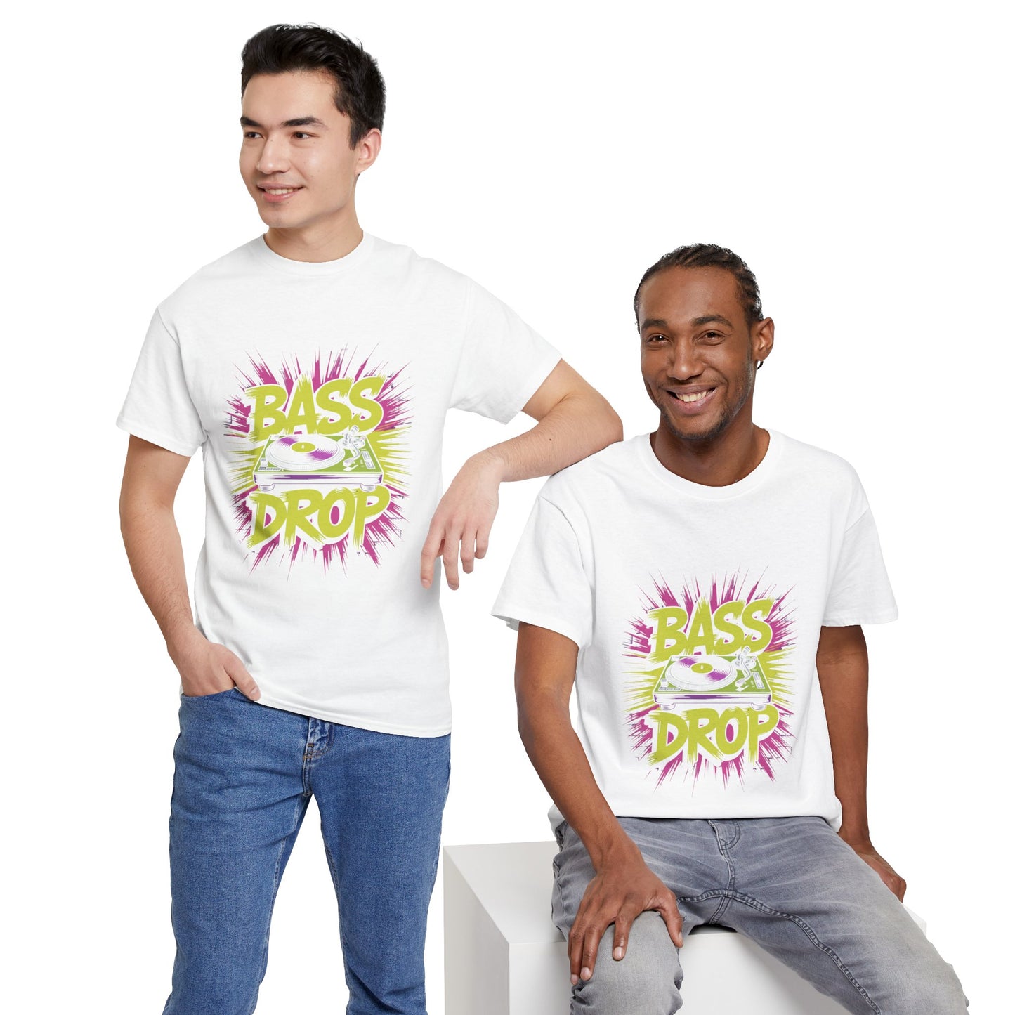 Unisex Cotton Crew Tee with 'BASS DROP' Design, Music Lover Gift, Festival T-Shirt, Casual Wear, DJ Shirt, Bright Graphic Tee