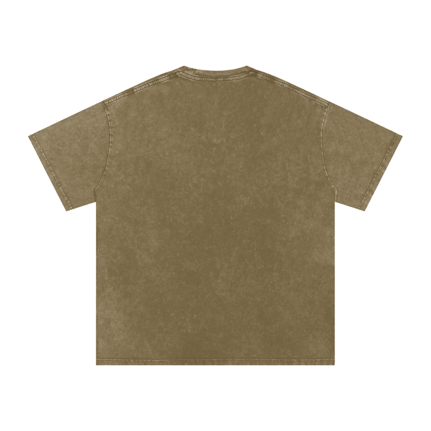 Back view of loose fit snow washed oversized cotton t-shirt in brown