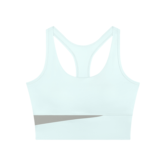 Block Two-Tone Crop Tank in Light Blue with Light Gray, women's activewear