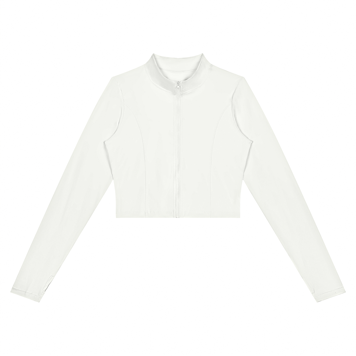 Tandem Cropped Zip Jacket in White, women's activewear