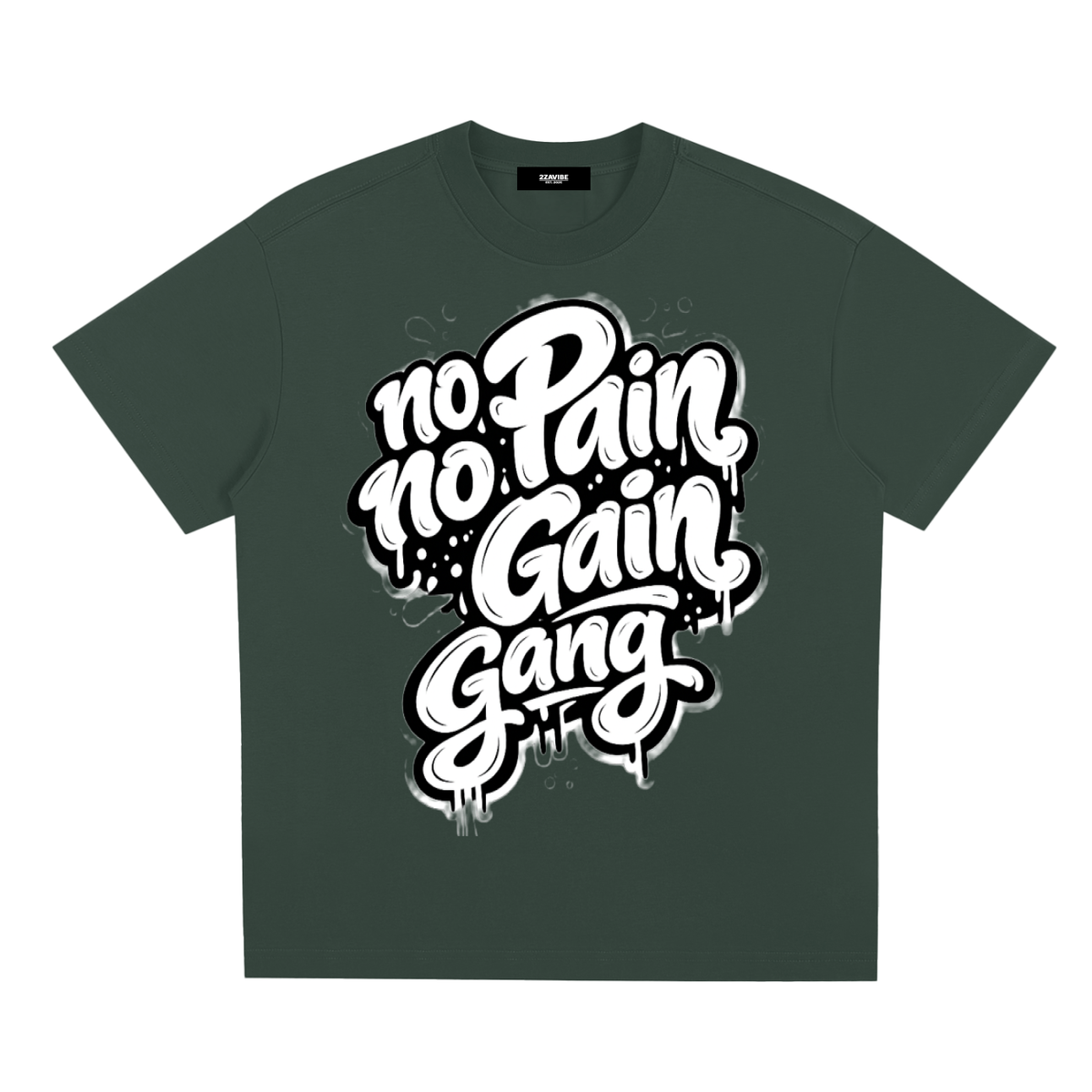 No Pain No Gain Gang Cooling Tee in Green, unisex gym wear
