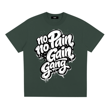 No Pain No Gain Gang Cooling Tee in Green, unisex gym wear