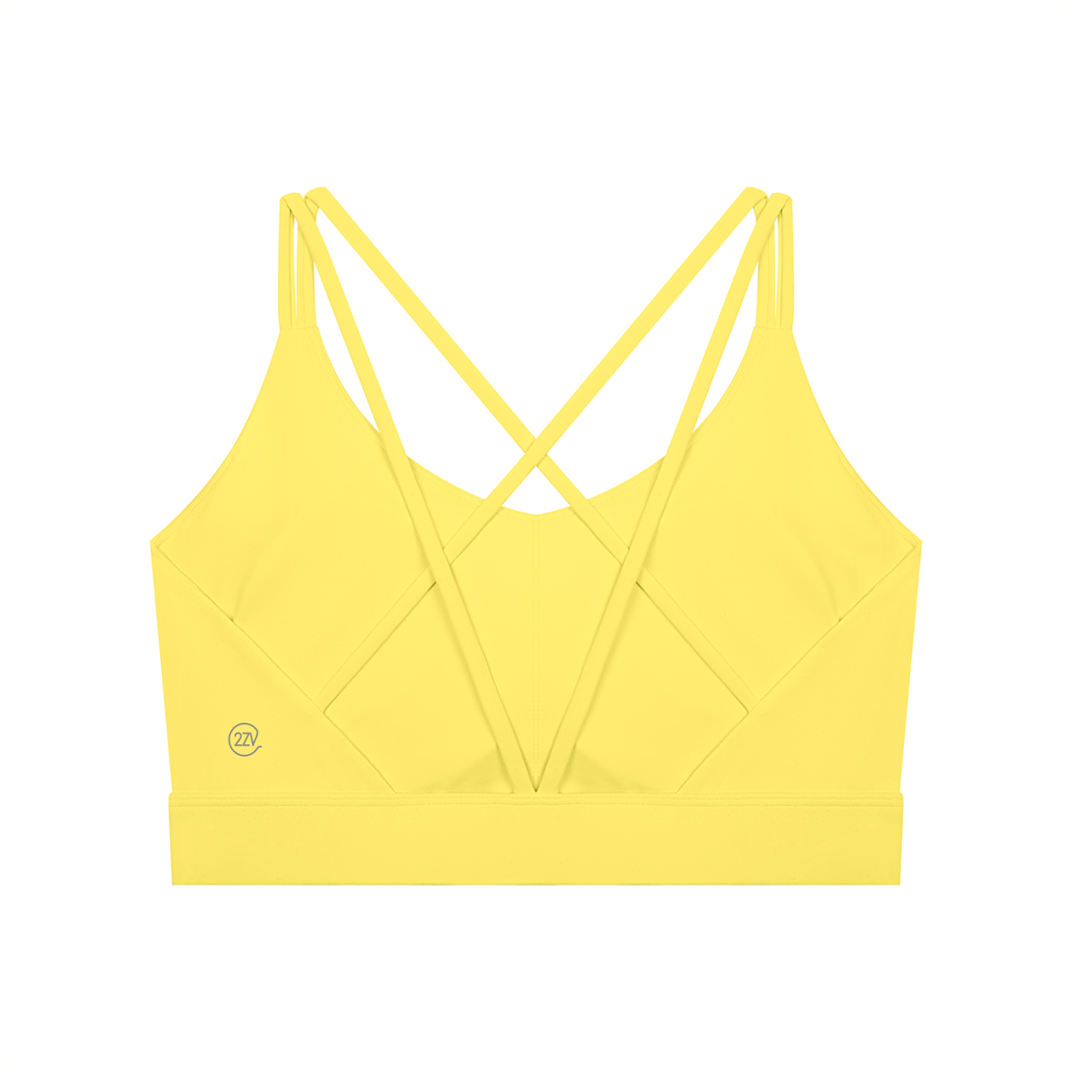 Tandem Cross-Over Sports Bra in Lemon Yellow, women's activewear