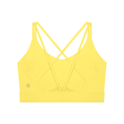Tandem Cross-Over Sports Bra in Lemon Yellow, women's activewear