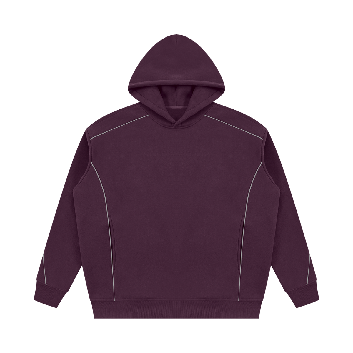Essential Piping Fleece Hoodie in Plum Purple, unisex streetwear