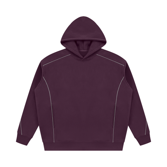 Essential Piping Fleece Hoodie in Plum Purple, unisex streetwear