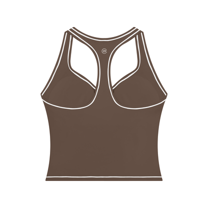 Stride Topstitch Crop Tank in Coffee, women's activewear
