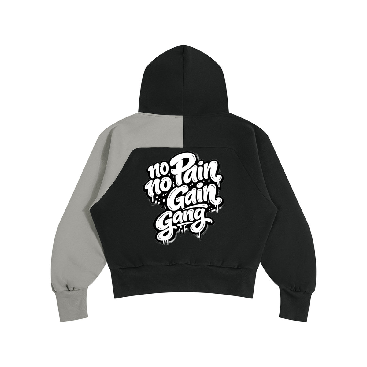 Essential Colour Block Quarter-Zip Hoodie in Black with Gray, unisex streetwear