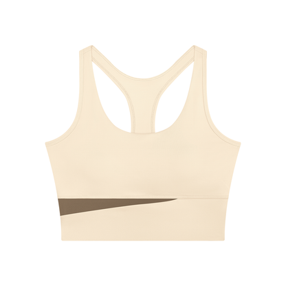 Block Two-Tone Crop Tank in Apricot with Khaki, women's activewear