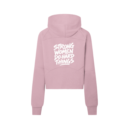 Strong Women Do Hard Things Cropped Half-Zip Hoodie, women's streetwear, view 4