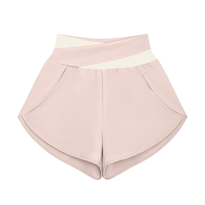 Block Lined Training Shorts in Light Pink with Apricot, women's activewear