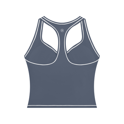 Stride Topstitch Crop Tank in Haze Blue, women's activewear