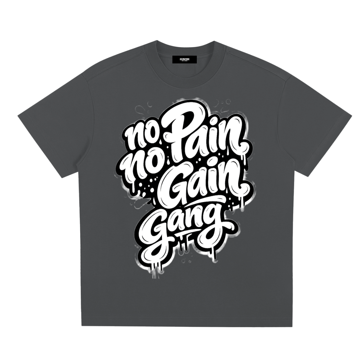 No Pain No Gain Gang Cooling Tee in Dark Gray, unisex gym wear