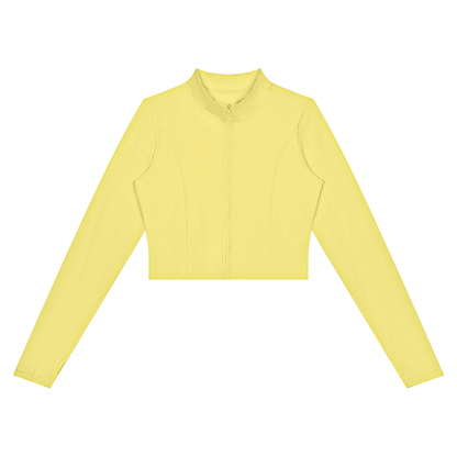 Tandem Cropped Zip Jacket in Yellow, women's activewear