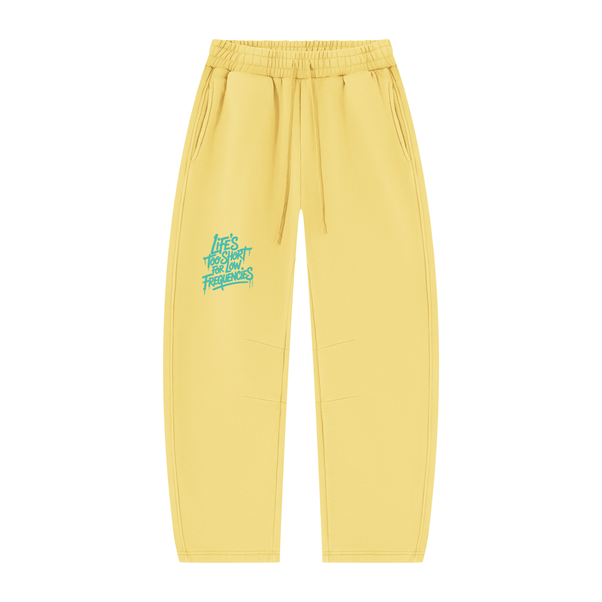 Low Frequencies Barrel Leg Sweatpants in Light Yellow, unisex streetwear