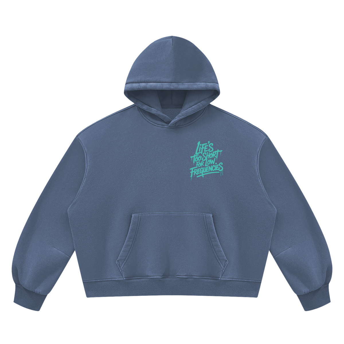 Low Frequencies Vintage Wash Hoodie in Washed Blue, unisex streetwear