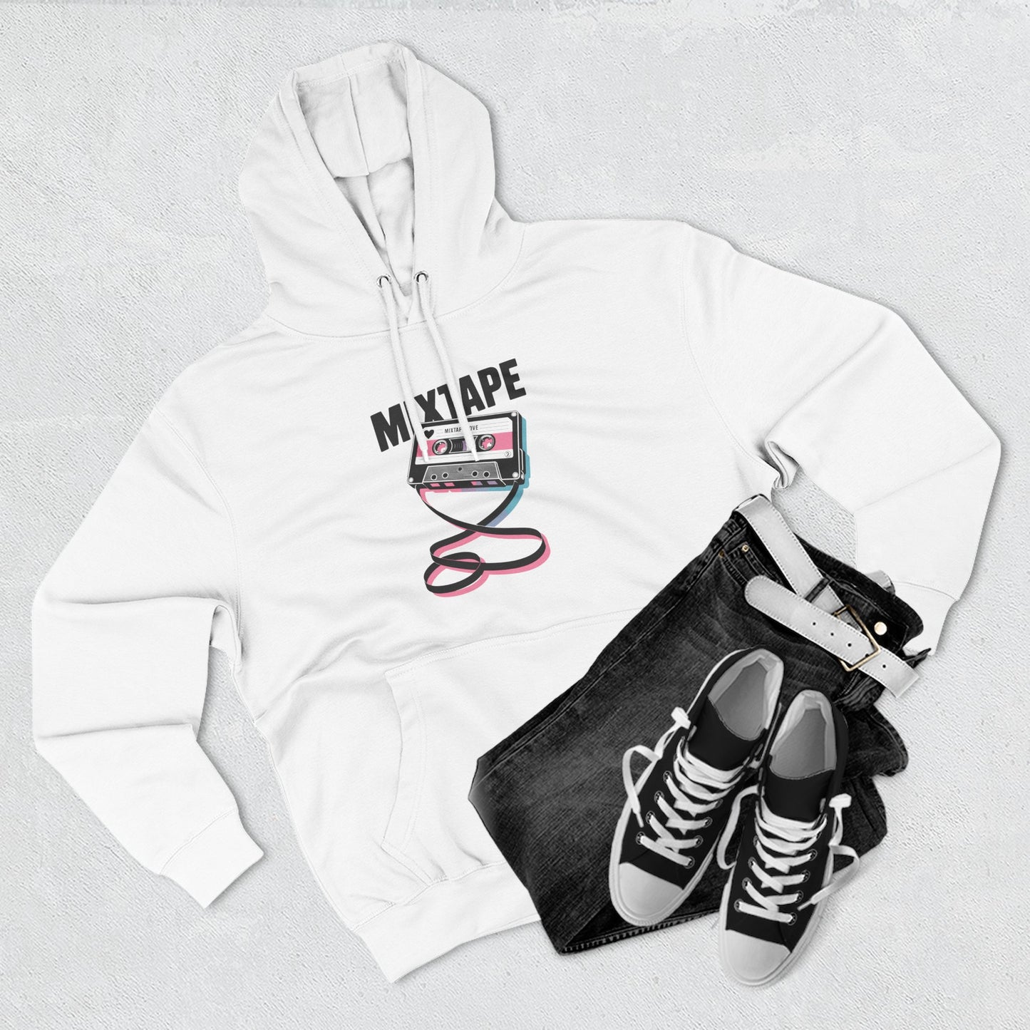 Retro Mixtape Fleece Hoodie | Nostalgic Pullover for Music Lovers | Perfect for Cozy Days, Gifts, Casual Style, Music Festivals