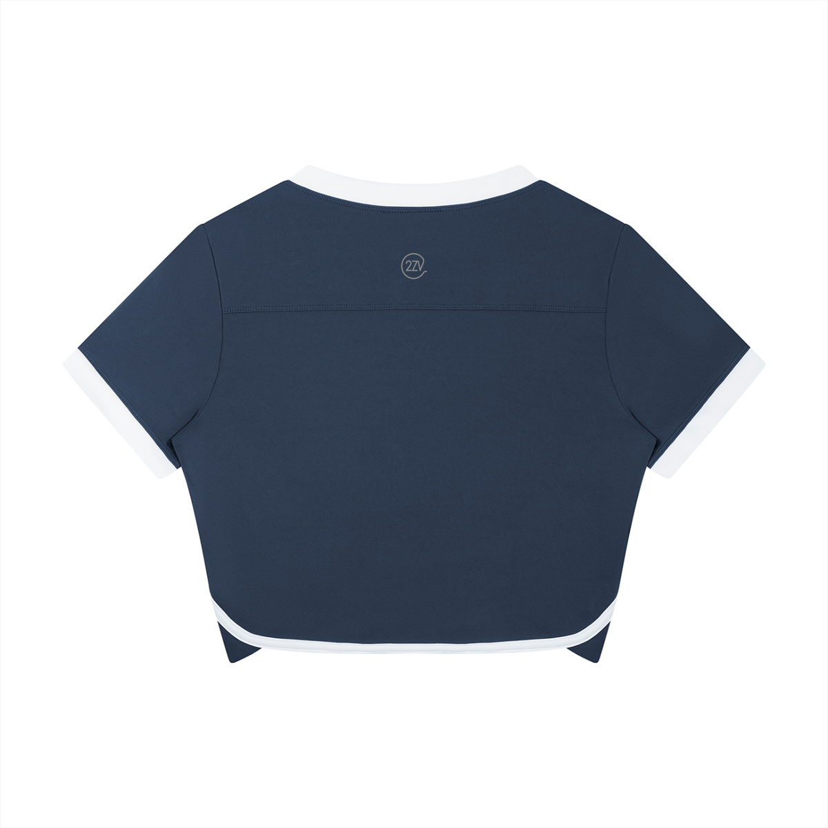 Stride V-Neck Ringer Tee in Navy Blue, women's activewear