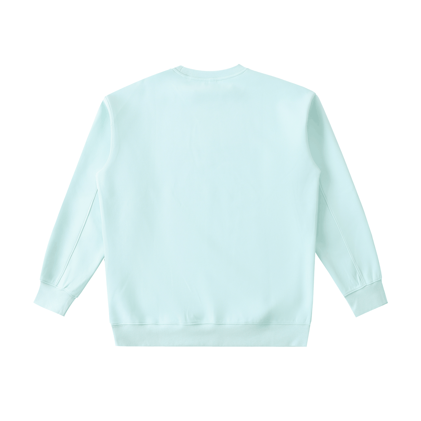 Light blue heavyweight crewneck sweatshirt with relaxed fit and drop shoulder design