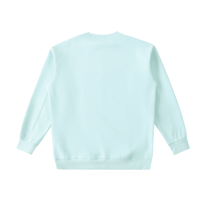 Light blue heavyweight crewneck sweatshirt with relaxed fit and drop shoulder design