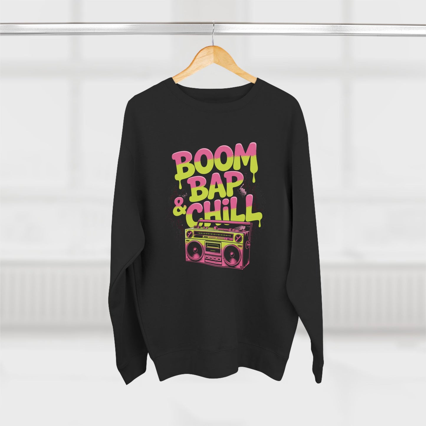 Retro Boombox Sweatshirt, Unisex Crewneck, Chill Vibes, Perfect Gift, Music Lover Apparel, Hip Hop Sweatshirt
