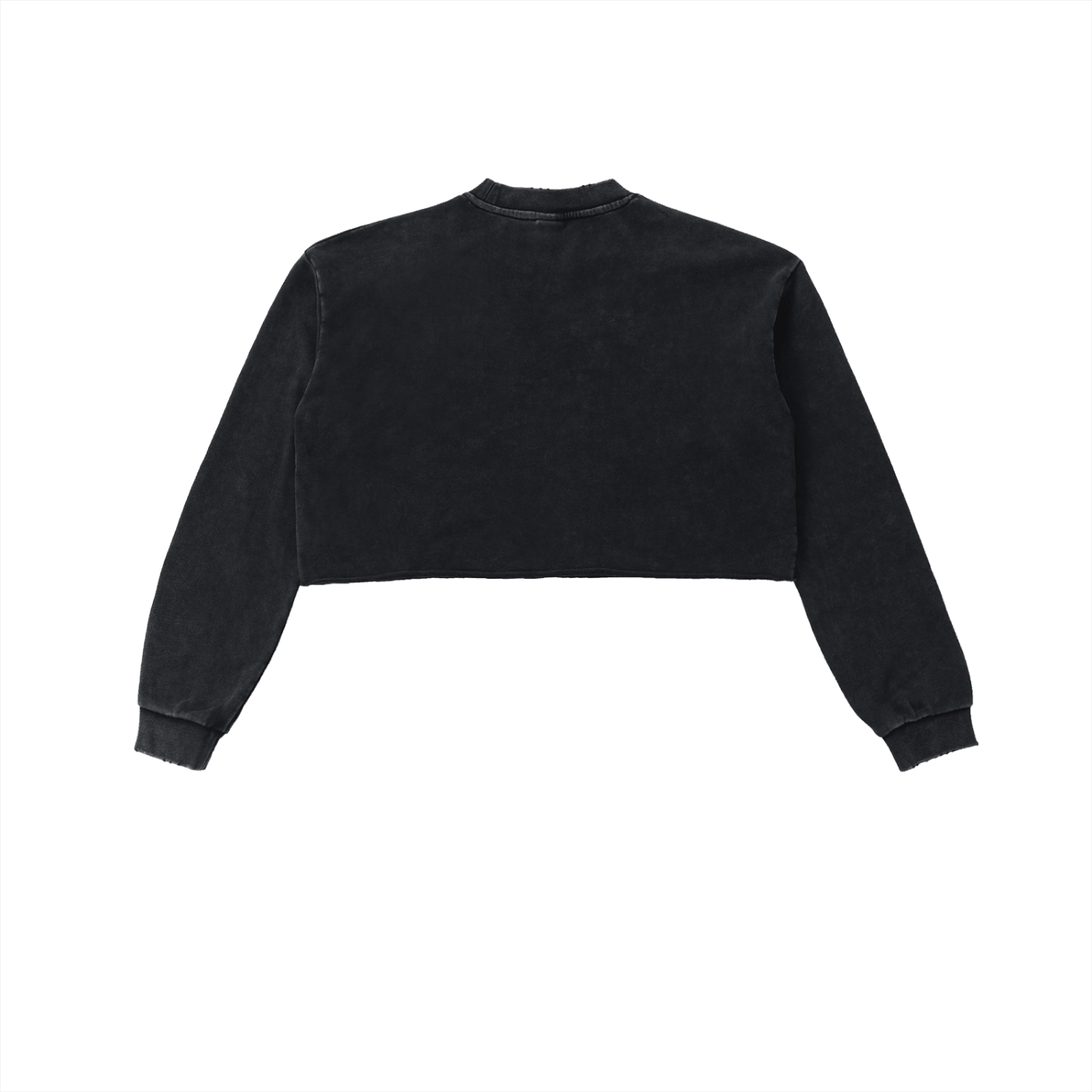 Soulmates on Tour black snow-washed raw edge cropped sweatshirt with long sleeves and loose fit.