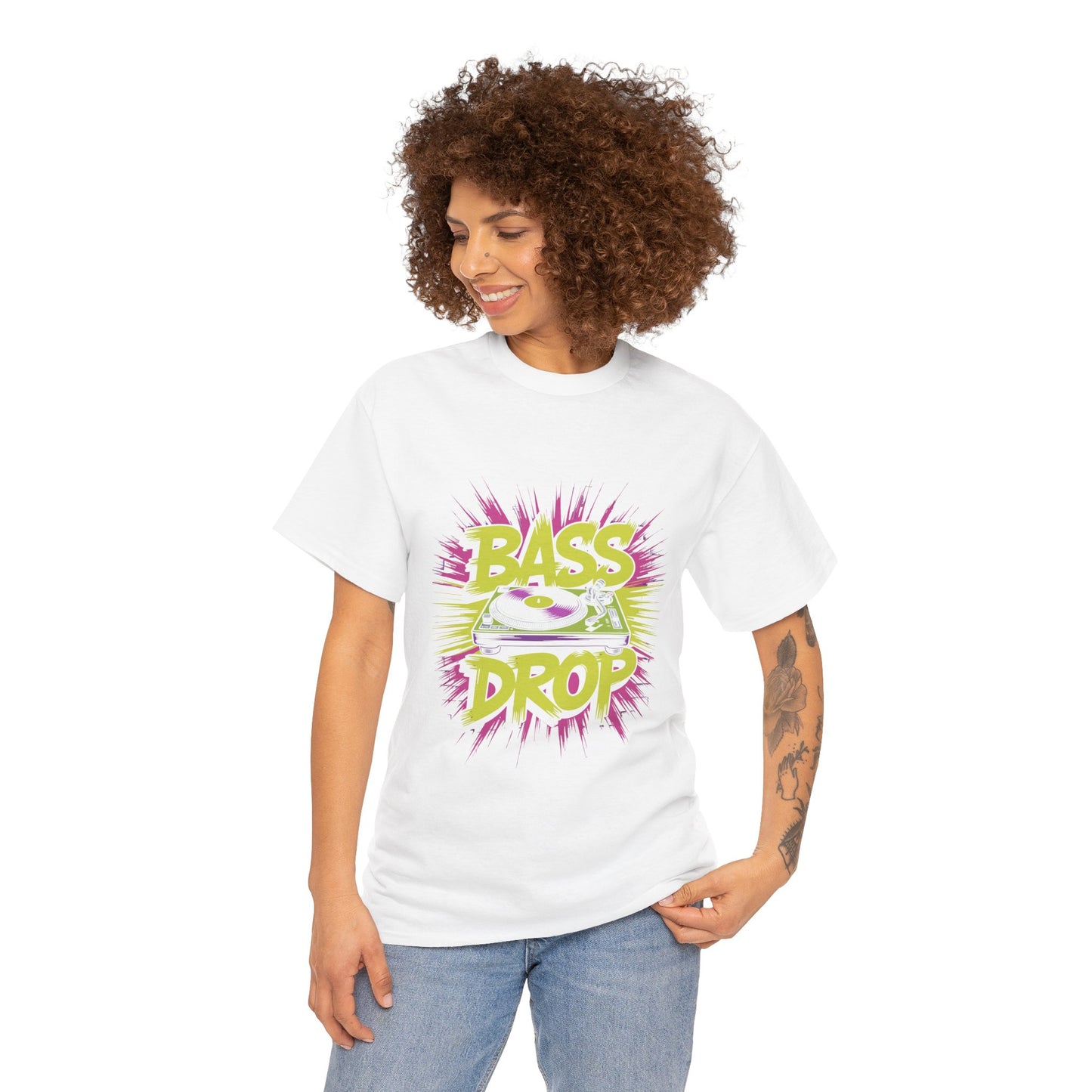 Unisex Cotton Crew Tee with 'BASS DROP' Design, Music Lover Gift, Festival T-Shirt, Casual Wear, DJ Shirt, Bright Graphic Tee