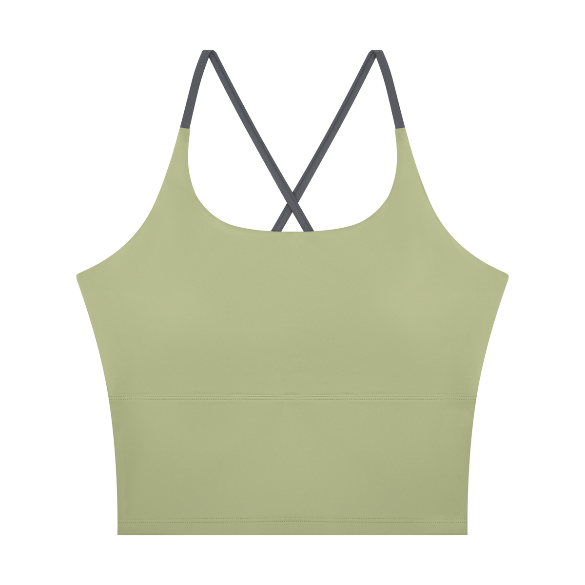 Block Lined Crop Tank in Bean Green, women's activewear