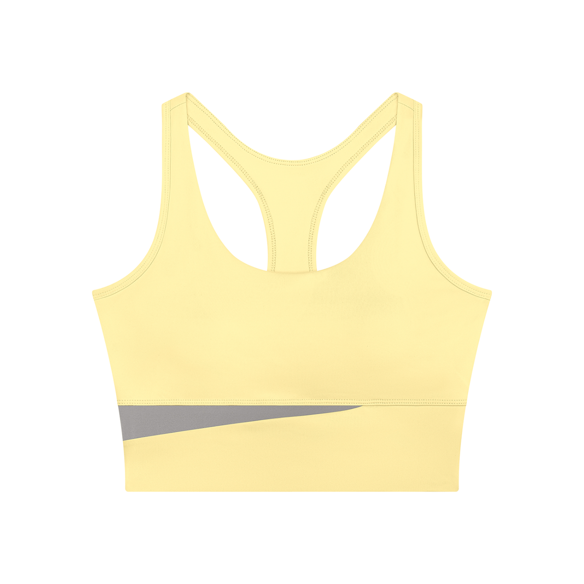 Block Two-Tone Crop Tank in Light Yellow with Light Gray, women's activewear