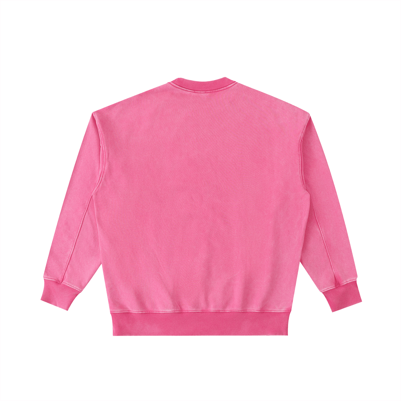 Boom Bap Chill vintage washed heavyweight pink crewneck sweatshirt back view, cozy casual streetwear style