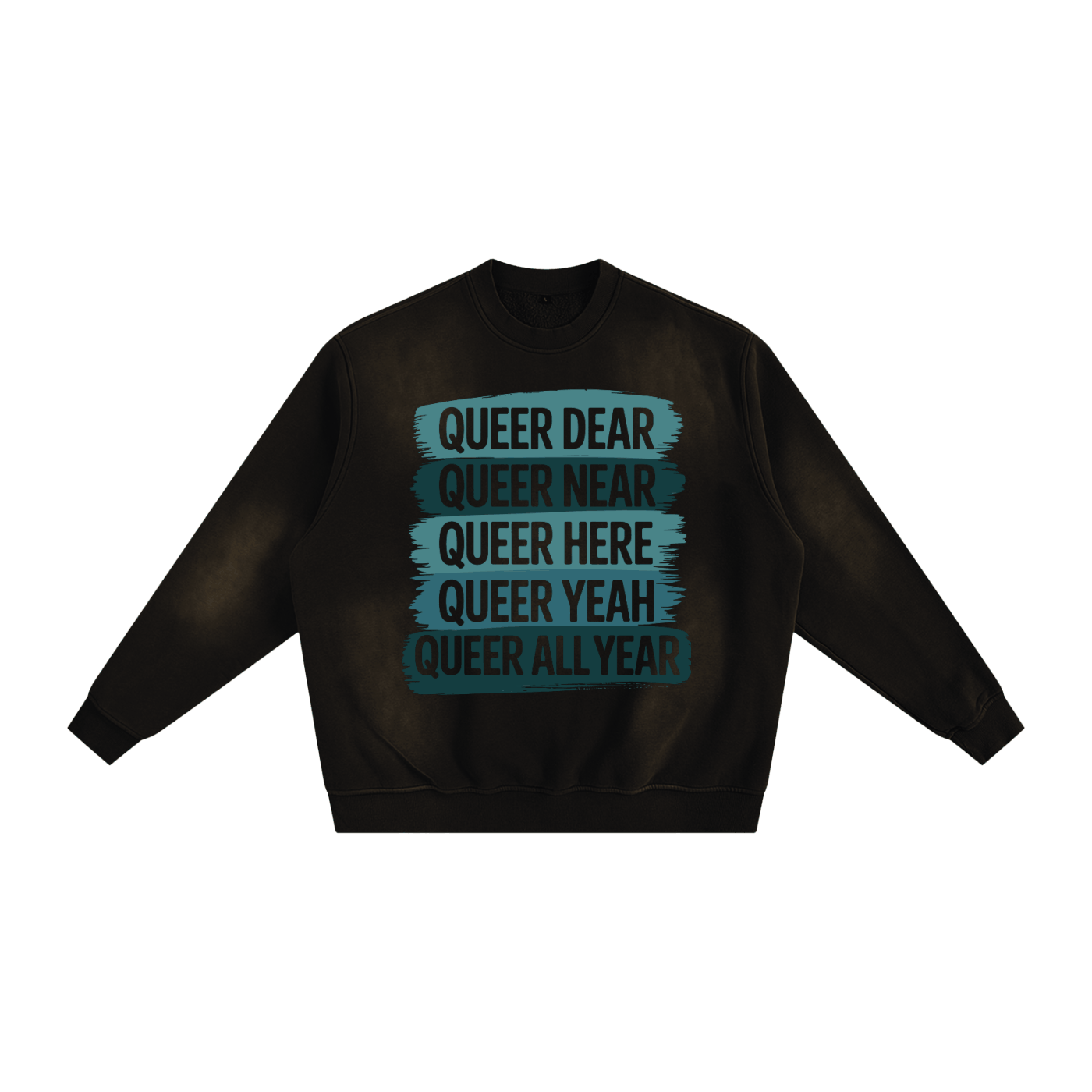 Sunfade fleeced sweatshirt with vintage wash and blue text design for cozy everyday streetwear