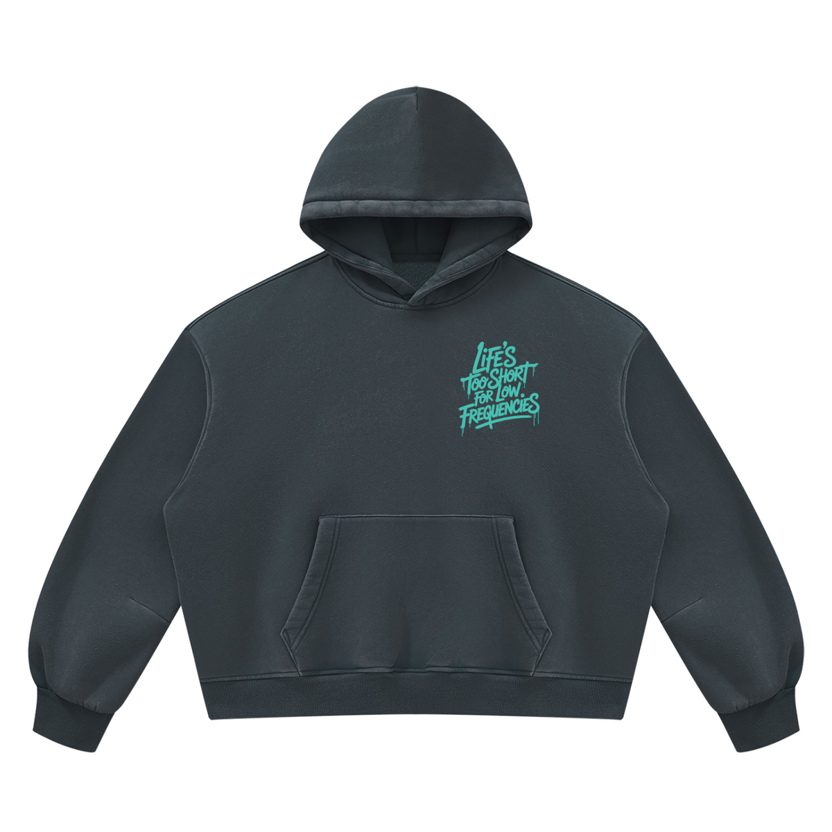 Low Frequencies Vintage Wash Hoodie in Navy Blue, unisex streetwear